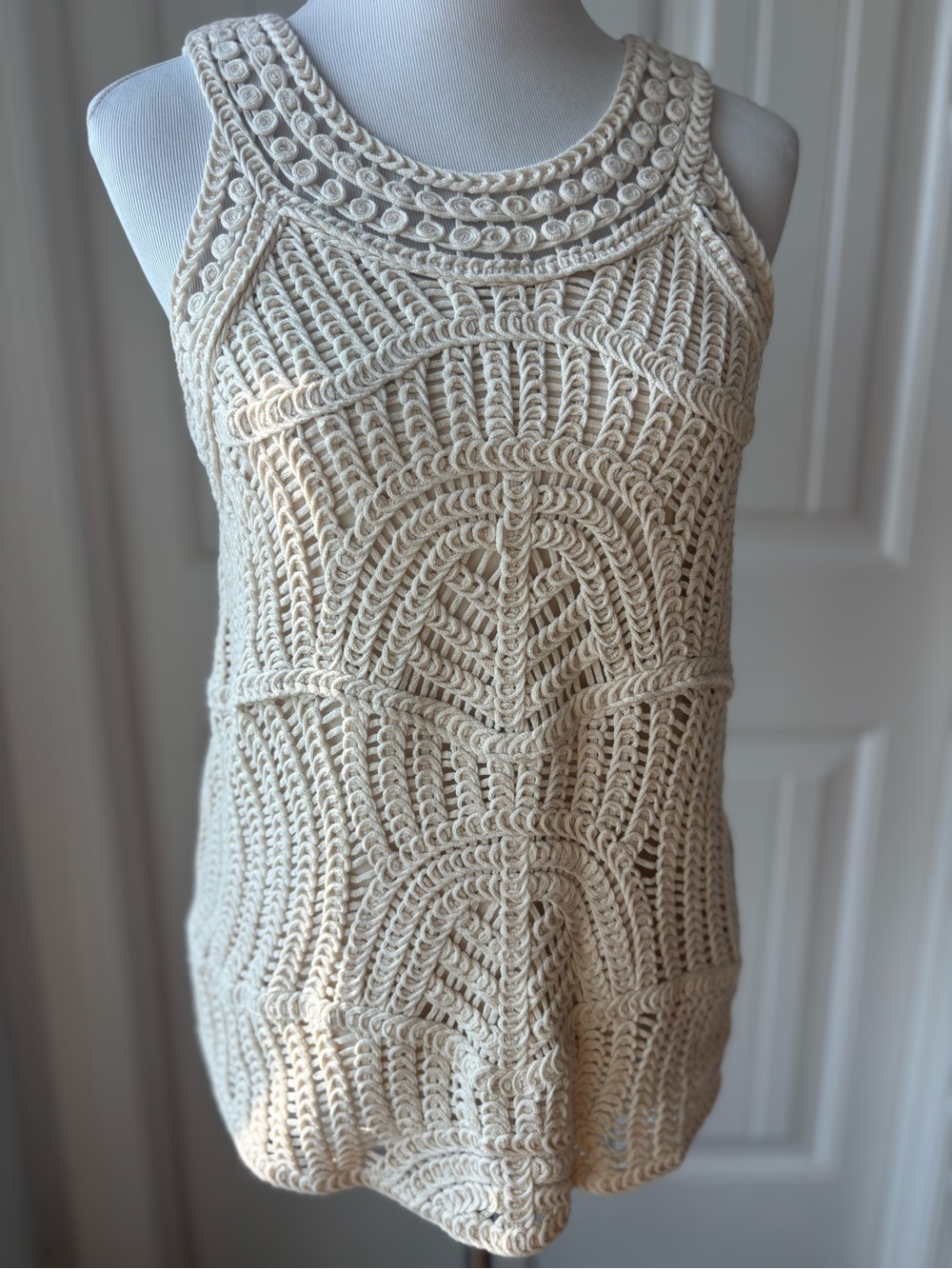 Cream Crochet Knit Tank Top - Brand Not Visible